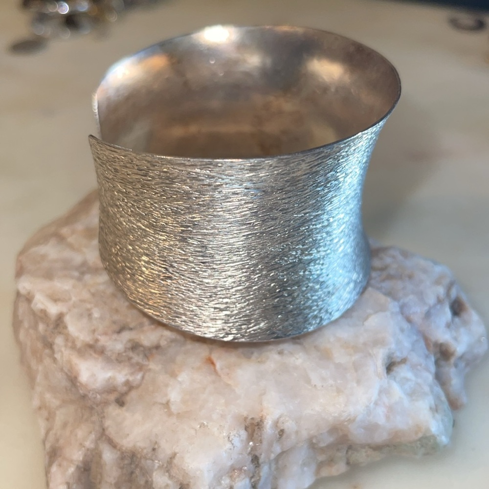 Sterling Silver Wide Cuff Bangle - image 2